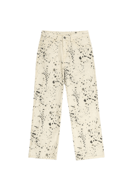 Painted Cream Straight Jeans - 808 SECRETS