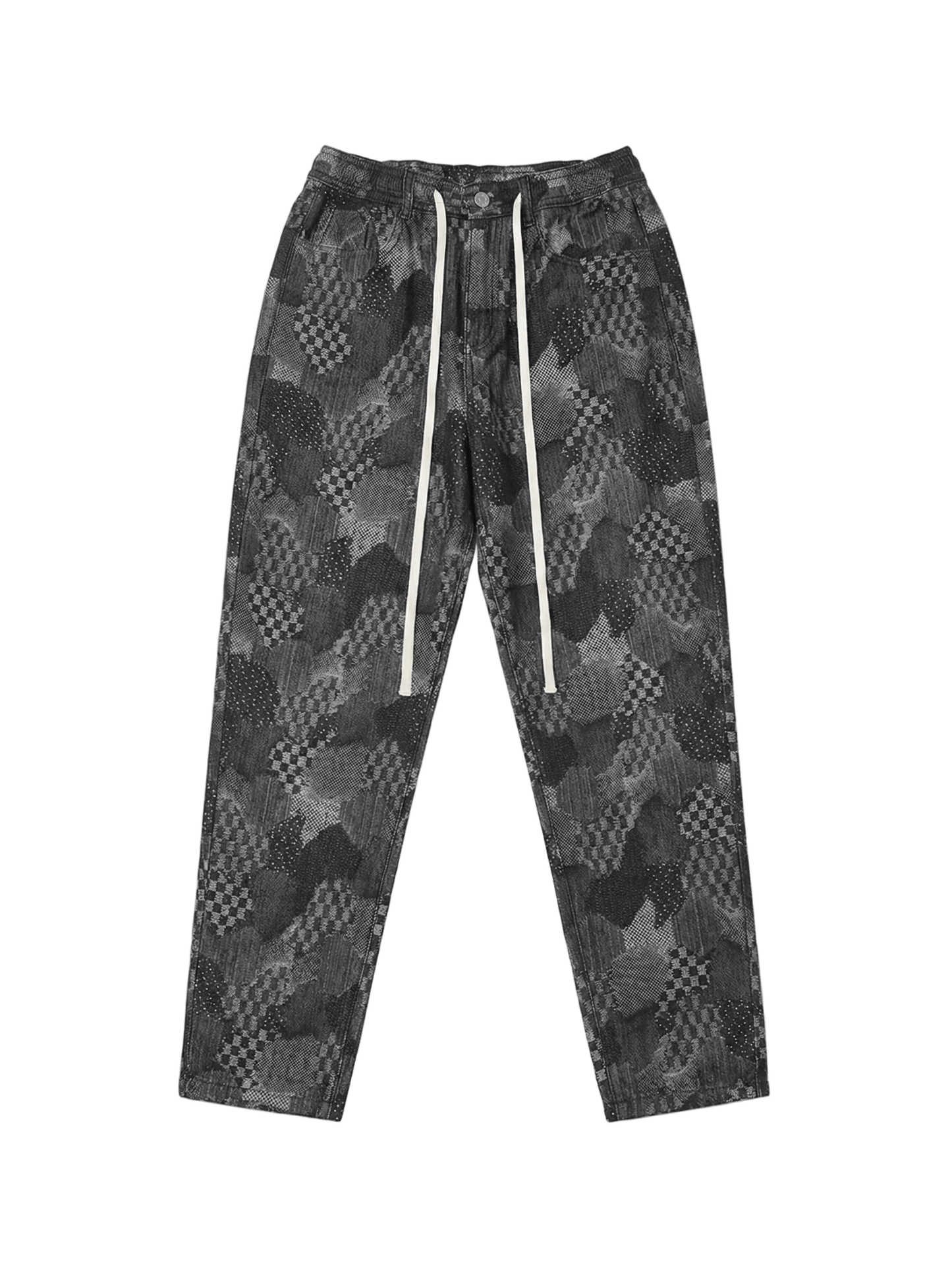 PATTERN DENIM DRAWSTRING PANTS - 808 SECRETS