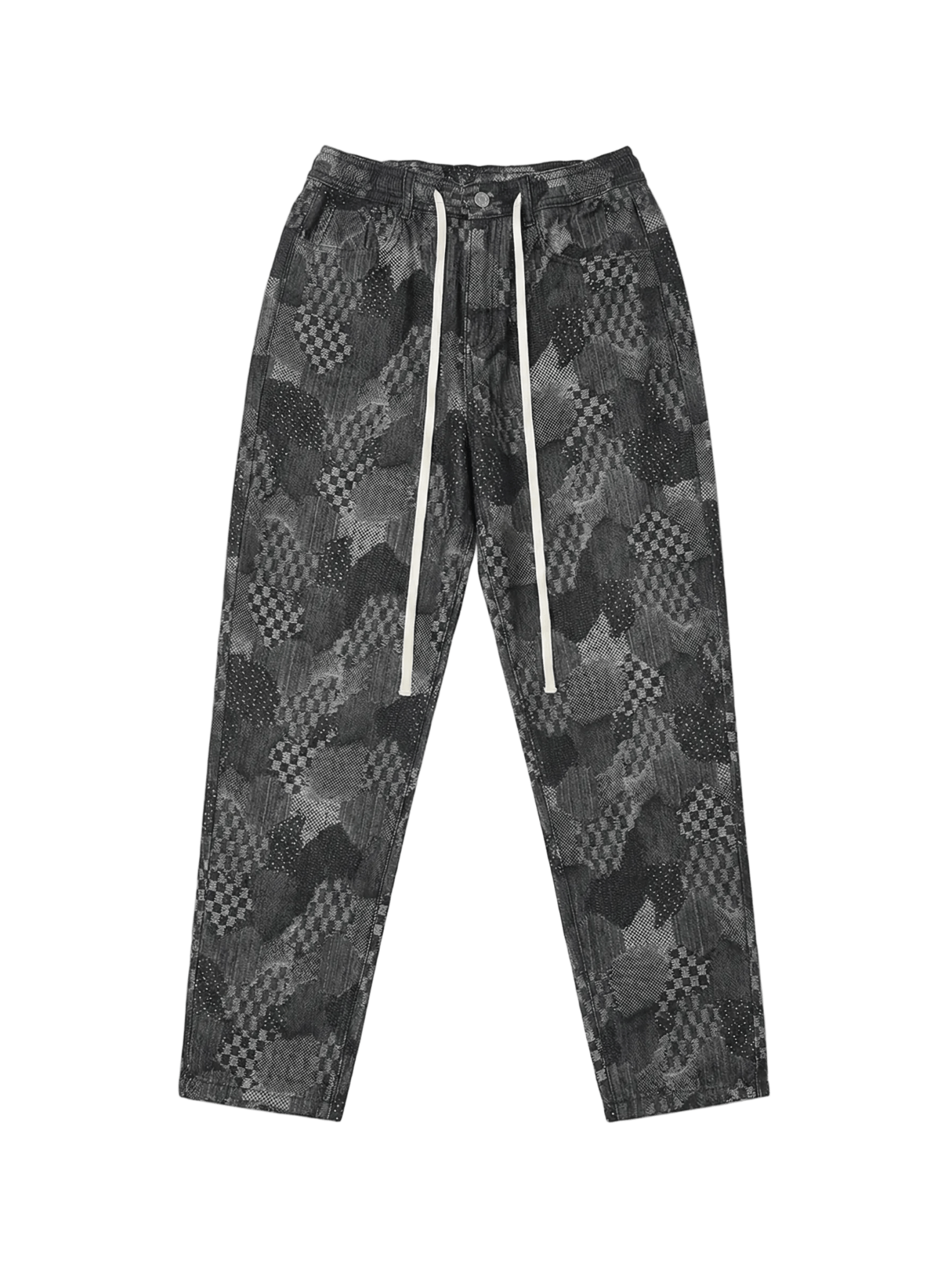 PATTERN DENIM DRAWSTRING PANTS - 808 SECRETS