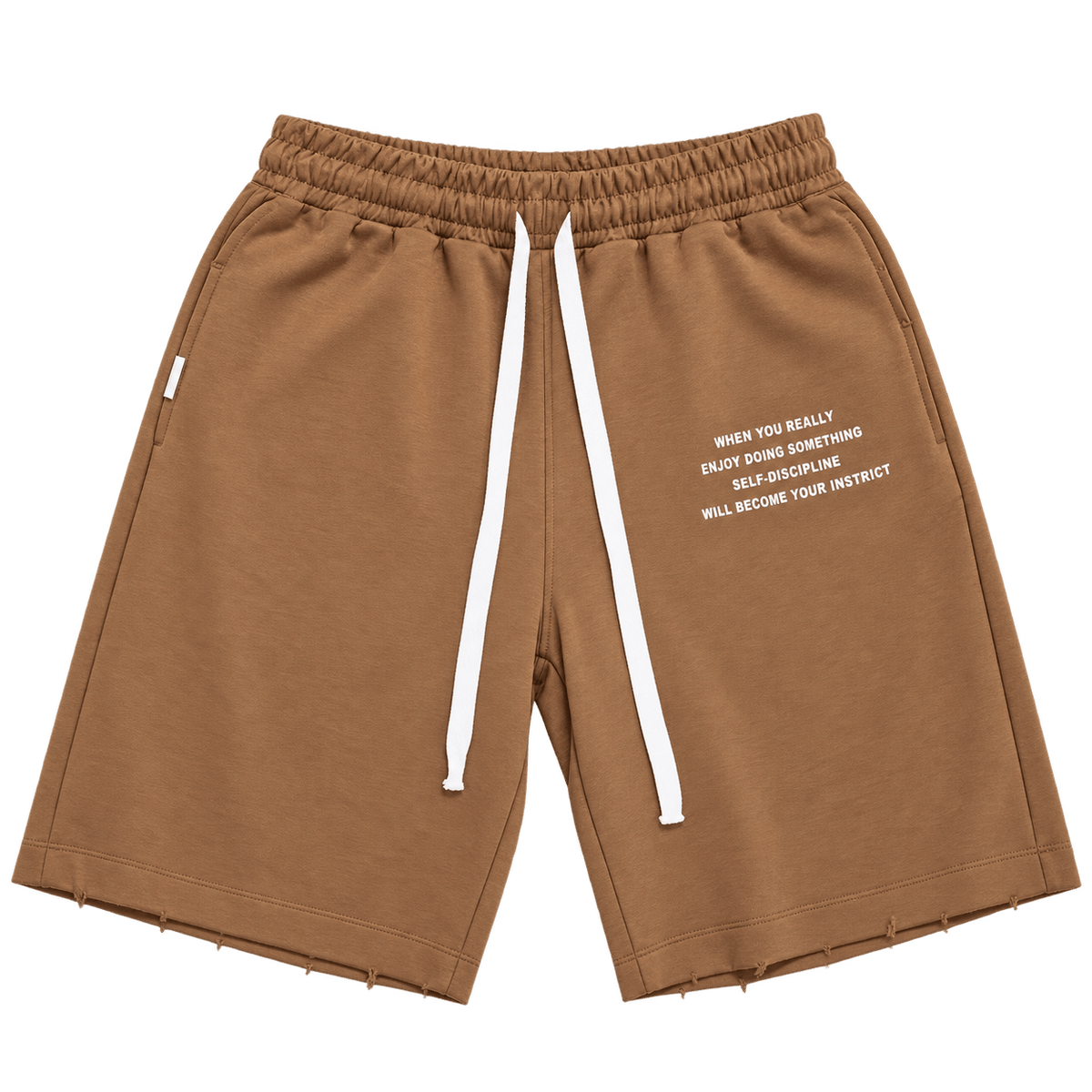 Statement Shorts – ברמודה חומה עם כיתוב - 808 SECRETS