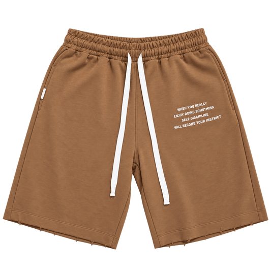 Statement Shorts – ברמודה חומה עם כיתוב - 808 SECRETS